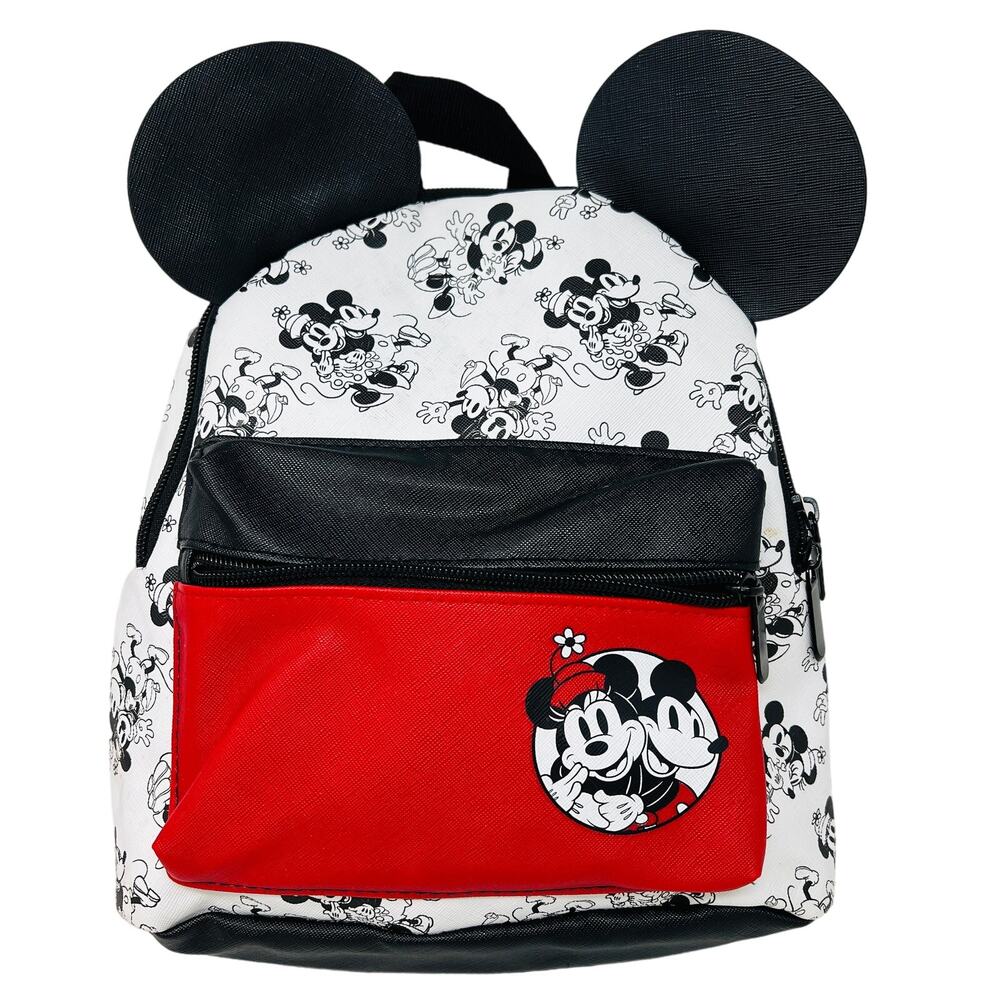 NEW! Bioworld Mickey & Minnie Mouse Mini Backpack Bag Black White Disney